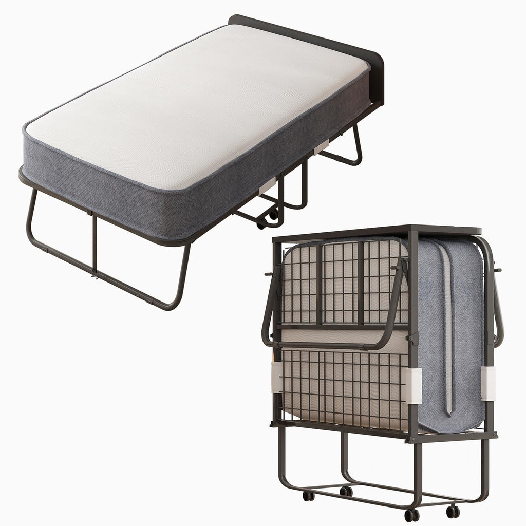 Folding Bed with 5" Memory Foam Mattress and 4 Lockable Wheels M85695