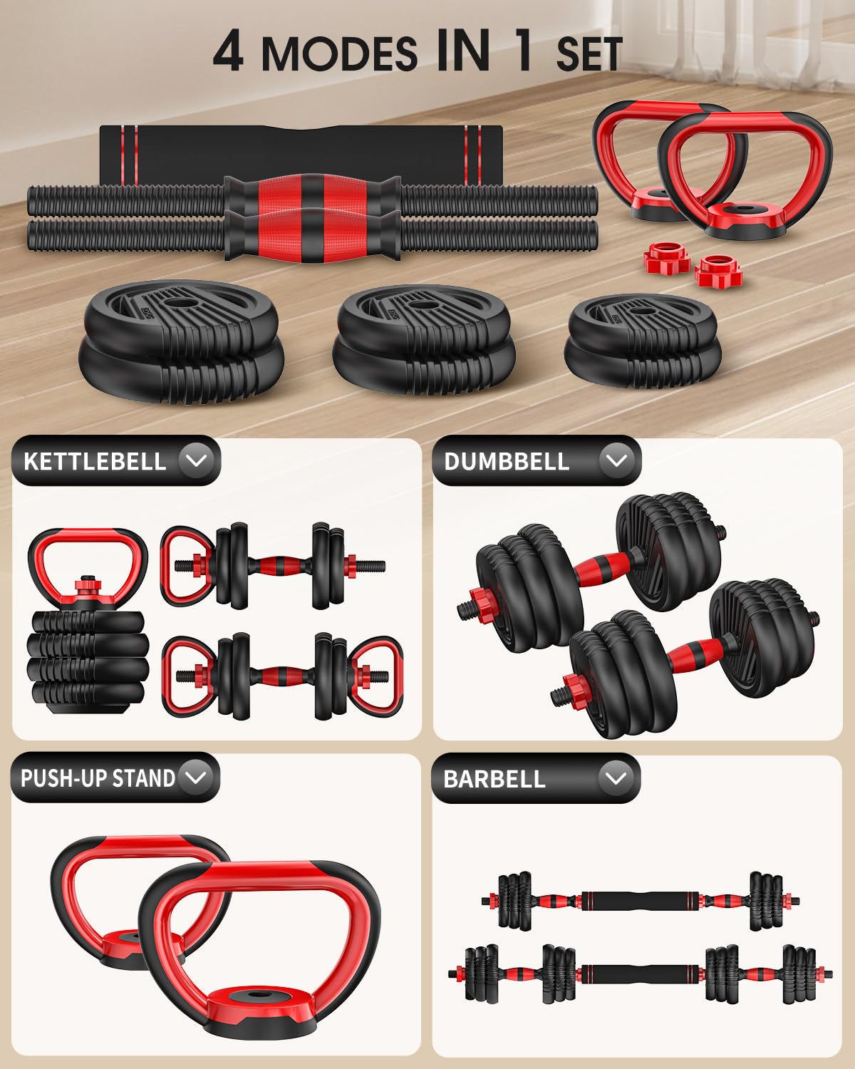 Adjustable Dumbbell Set 4 in 1 Free Weights P9439