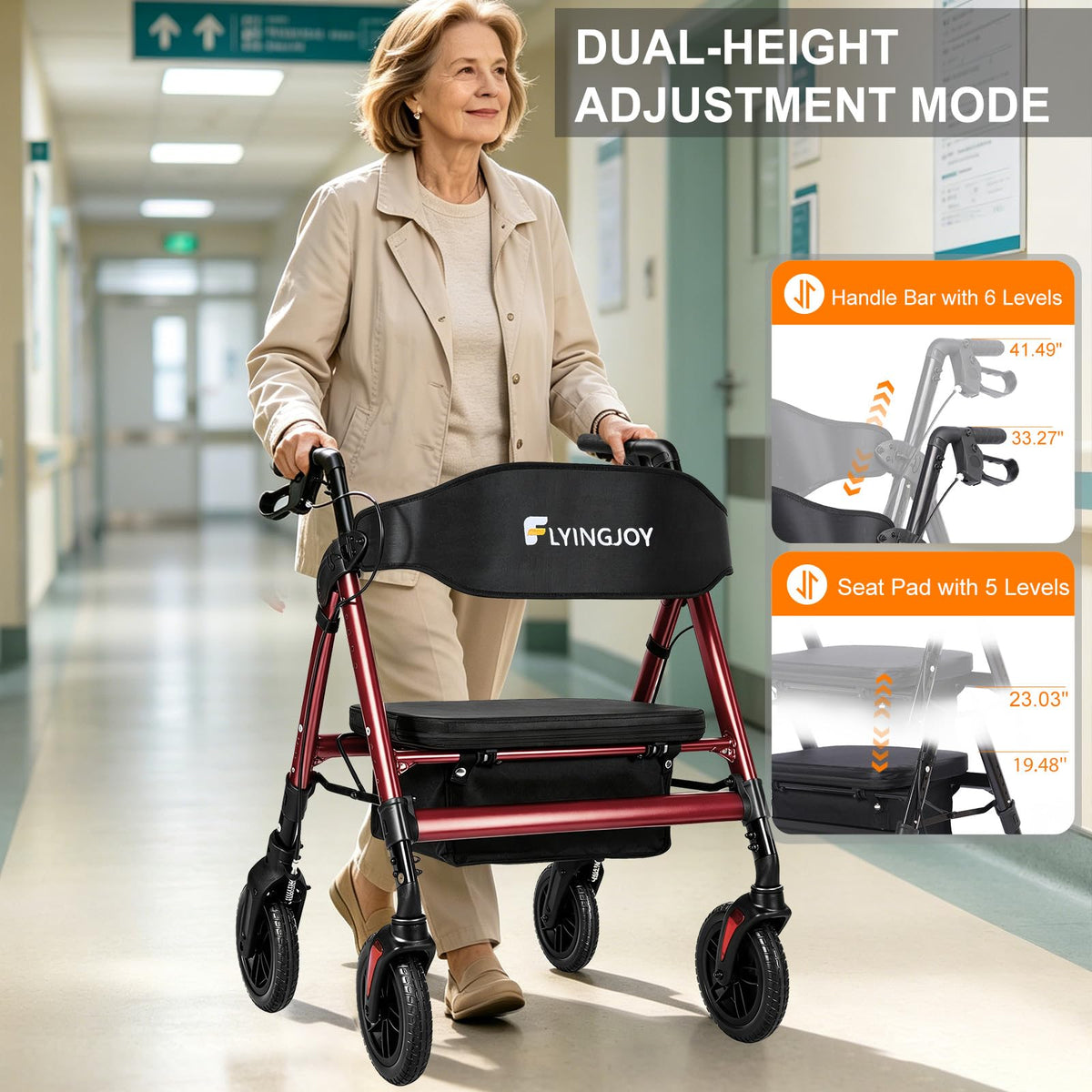Heavy-Duty Bariatric Rollator Walker with Seat U36776