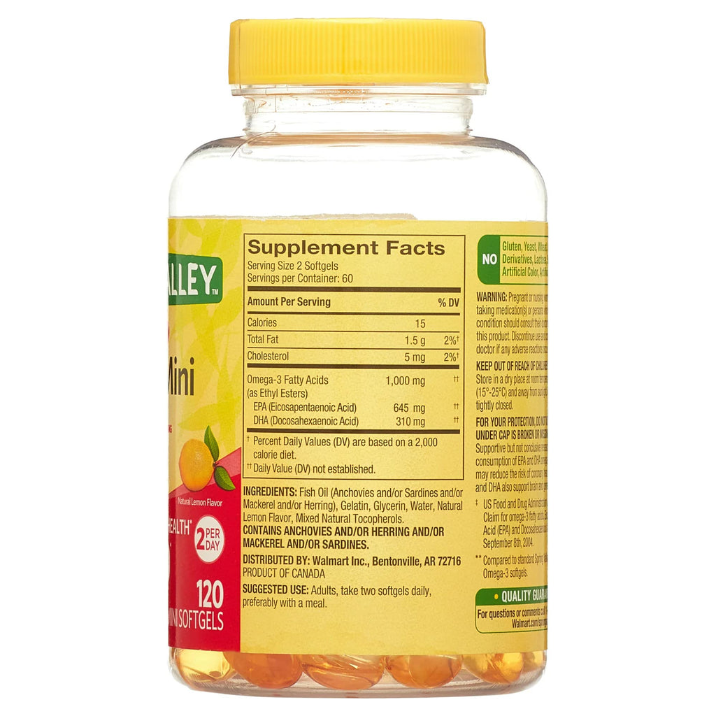 Omega-3 Fish Oil 1000 mg 120 Count Softgels Dietary Supplement P7384