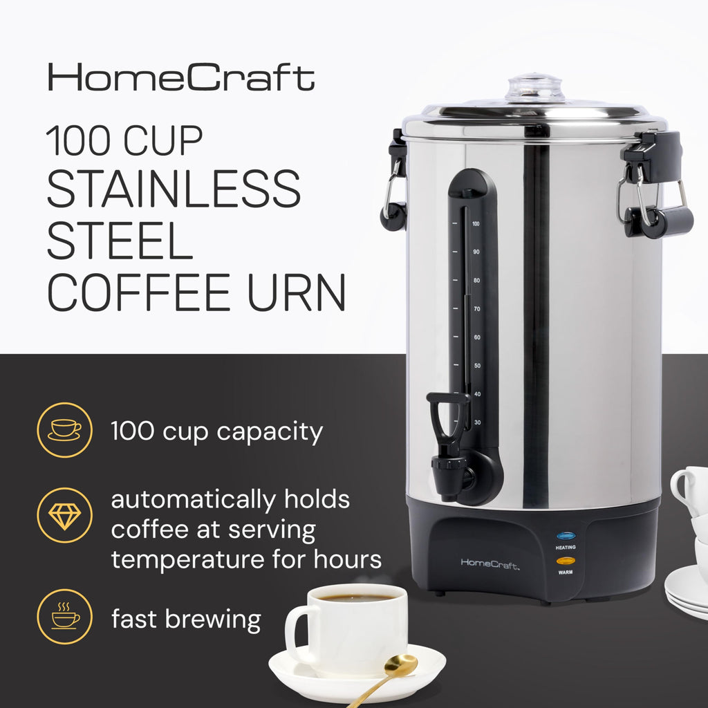 100-Cup Stainless Steel Coffee Urn and Hot Beverage Dispenser P38188
