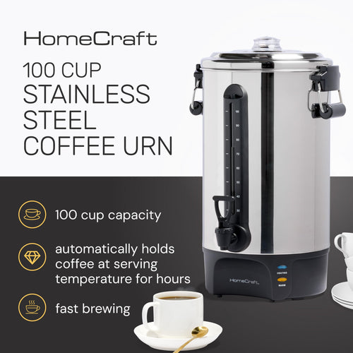 100-Cup Stainless Steel Coffee Urn and Hot Beverage Dispenser P38188