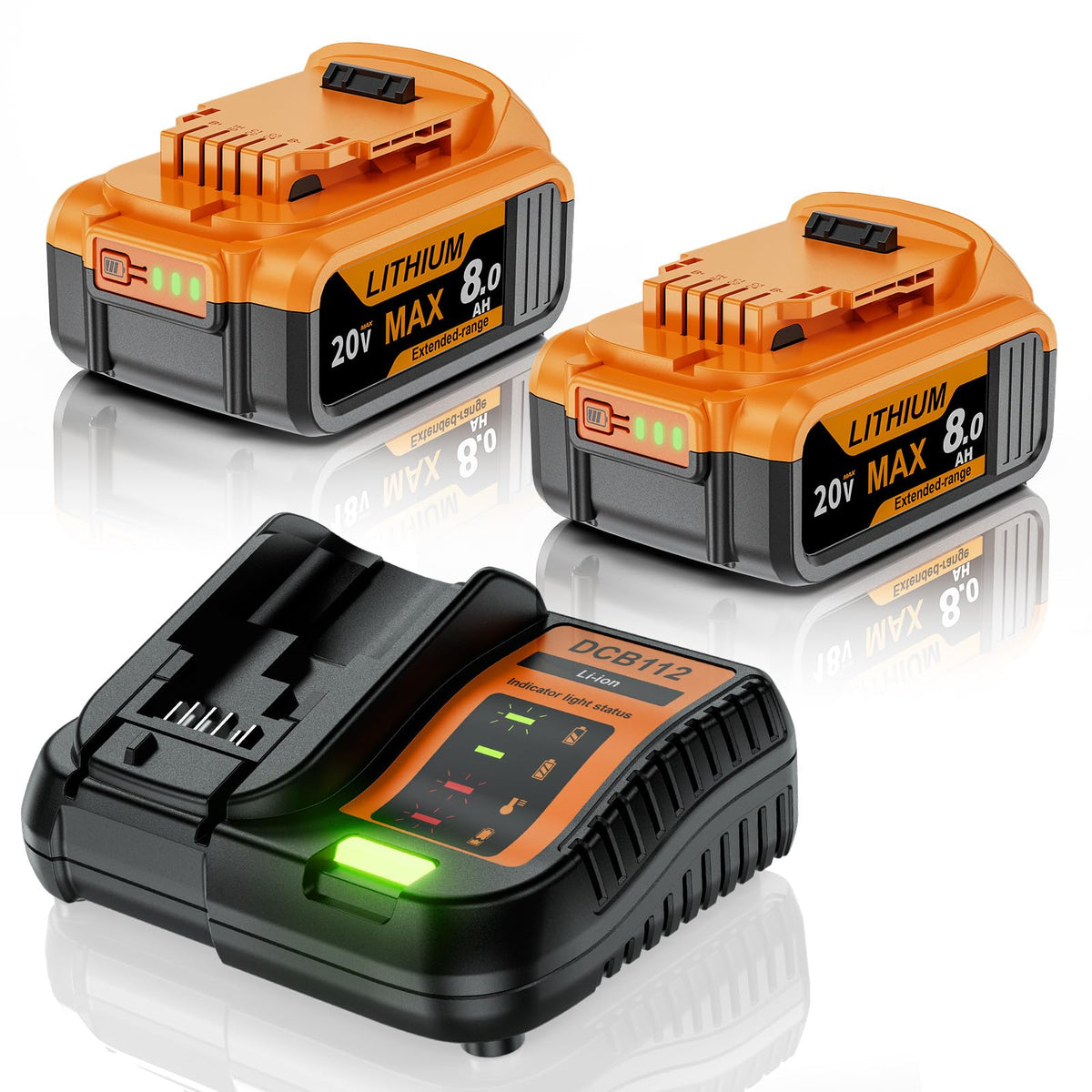 2 Pack 8.0Ah 20V Max Battery and Charger V304