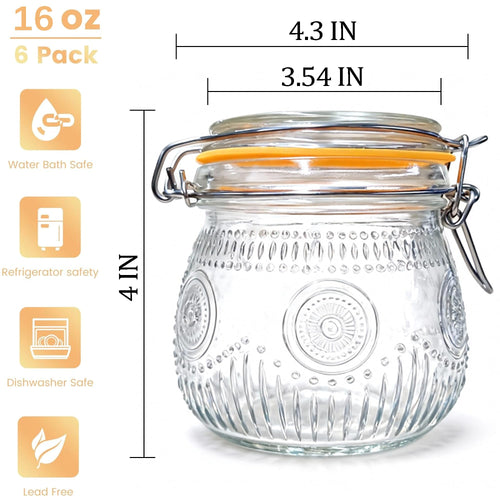 16oz Airtight Mason Jars 6 Pack U9643