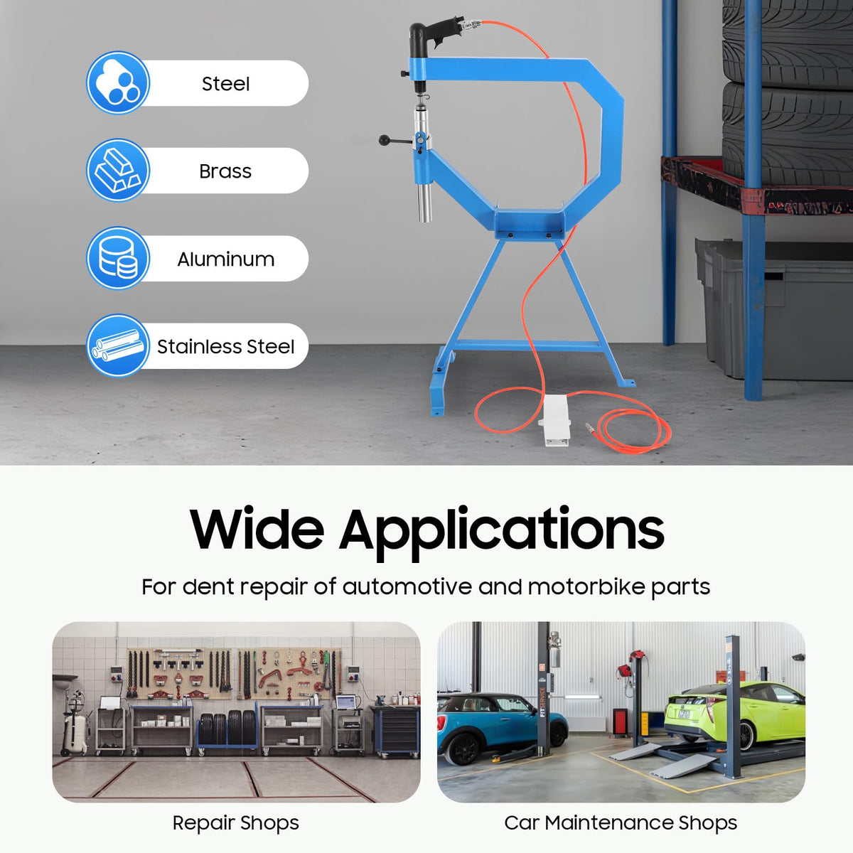 Pneumatic Planishing Hammer with Steel Frame Stand and Foot Pedal M975