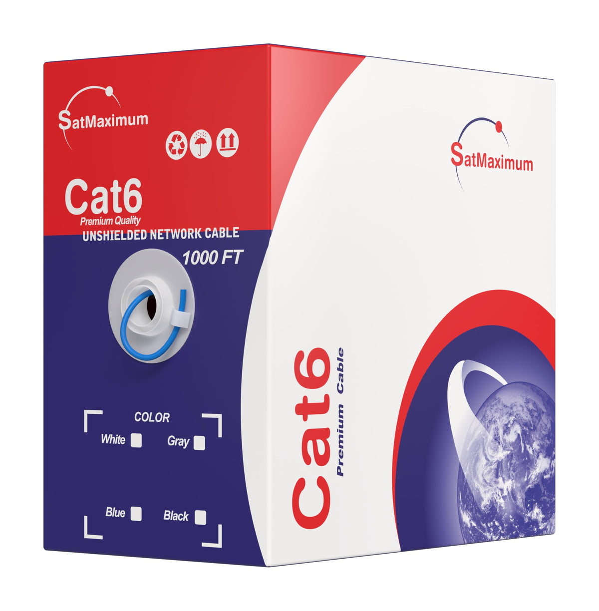 1000ft Plenum CMP CAT6 Solid Cable Blue Y887