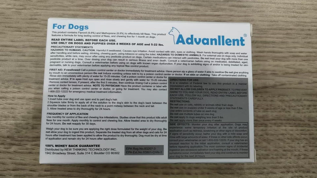 Flea and Tick Prevention for Dogs 6 Doses M83683