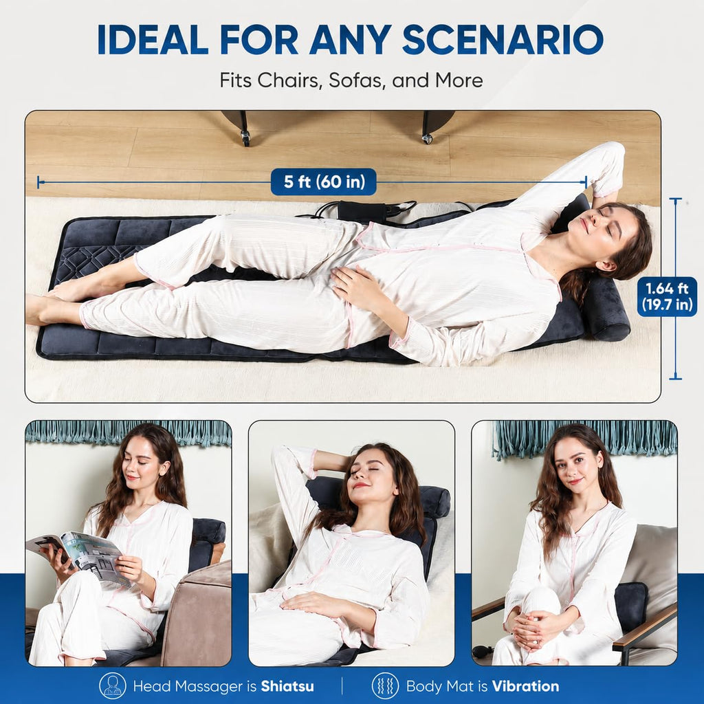Vibration Massage Mat with Heat and Detachable Neck Massager C9097