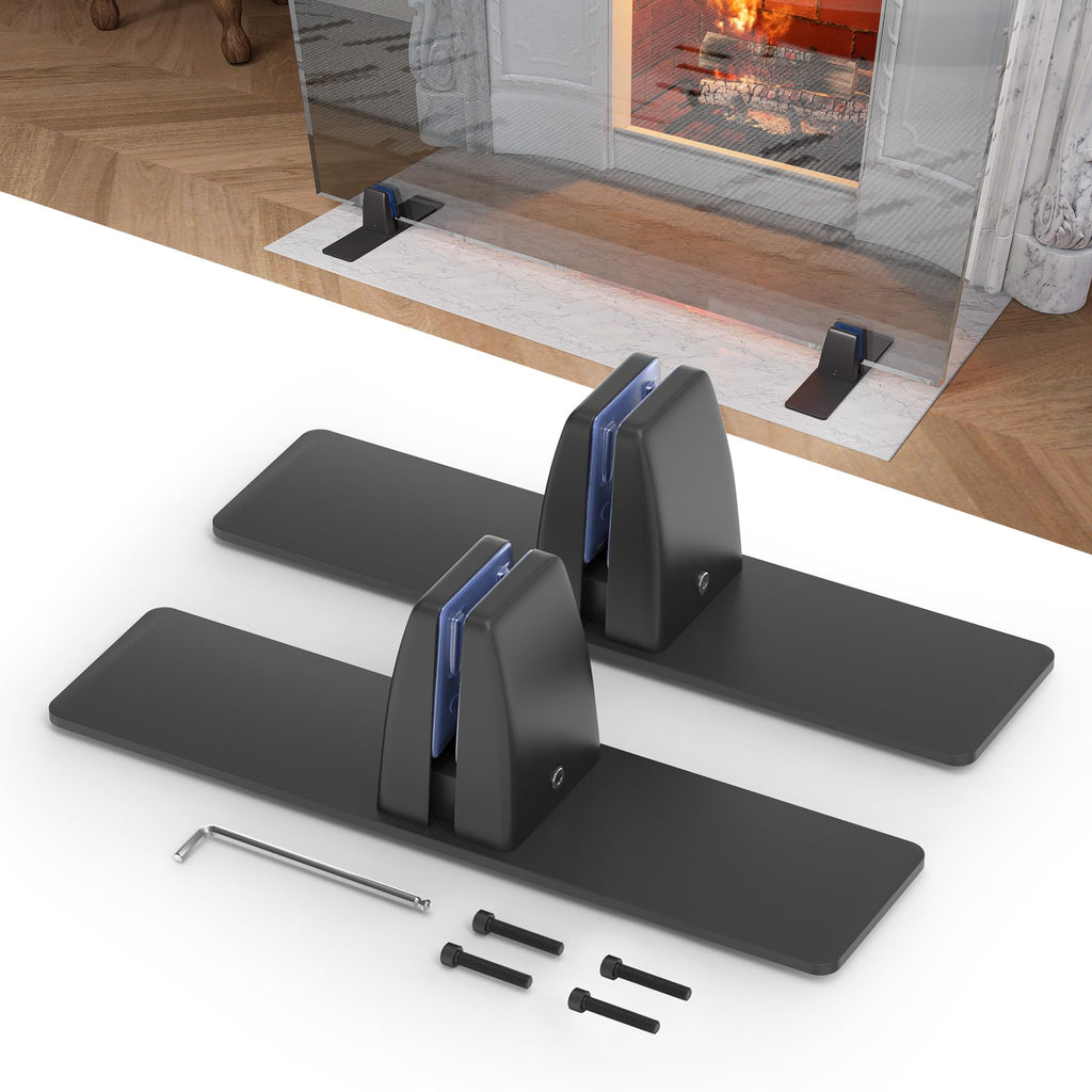 Metal Base Stands for Fireplace Screen, Pack of 2 Black S661