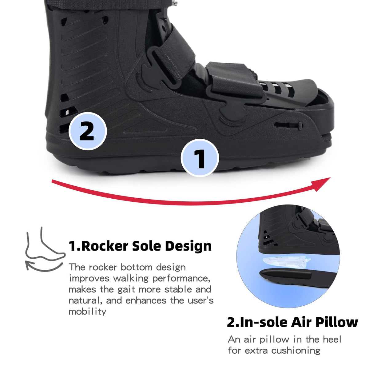 Black Medium Inflatable Walking Boot N2336