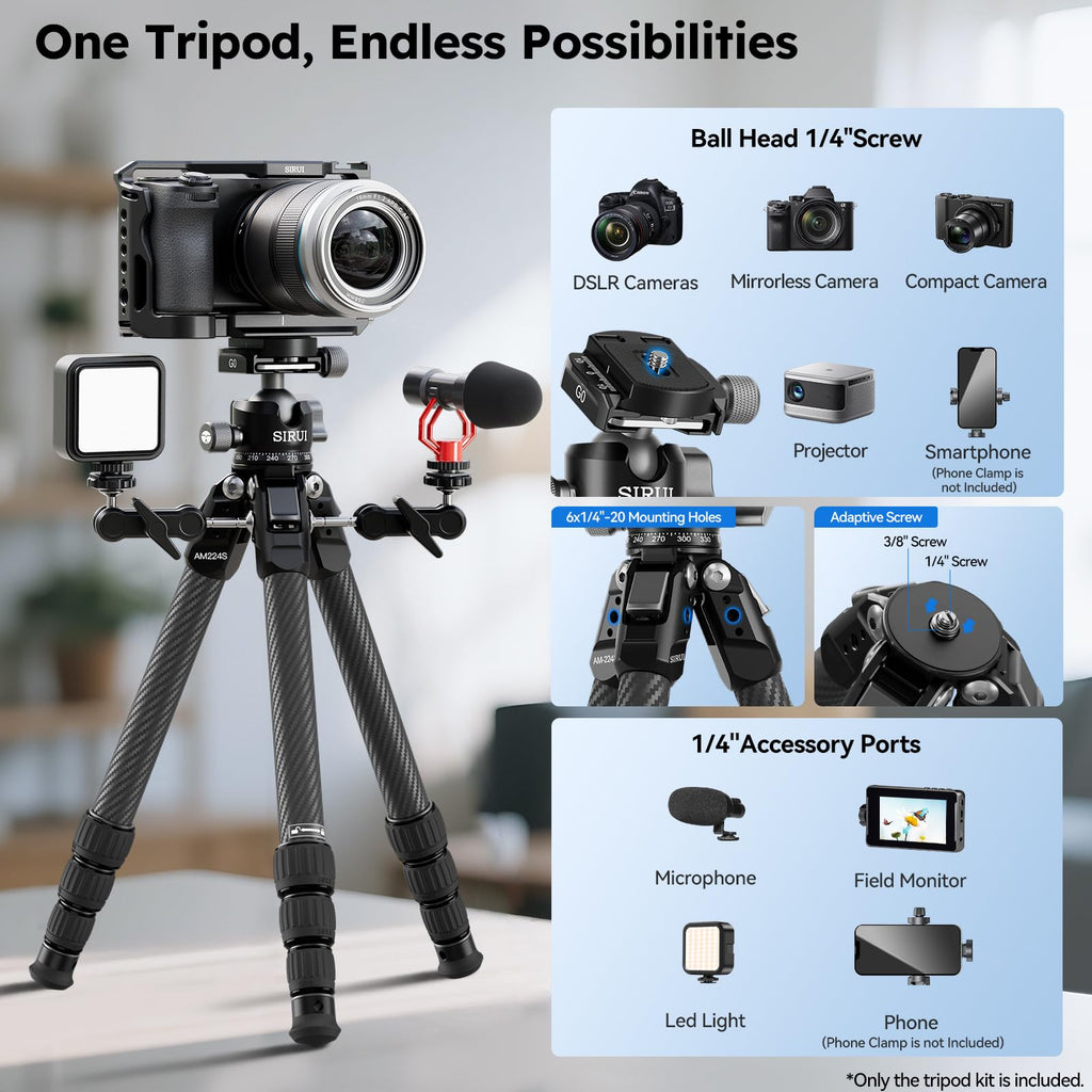 Carbon Fiber Mini Desktop Tripod with 360° Ball Head F4084