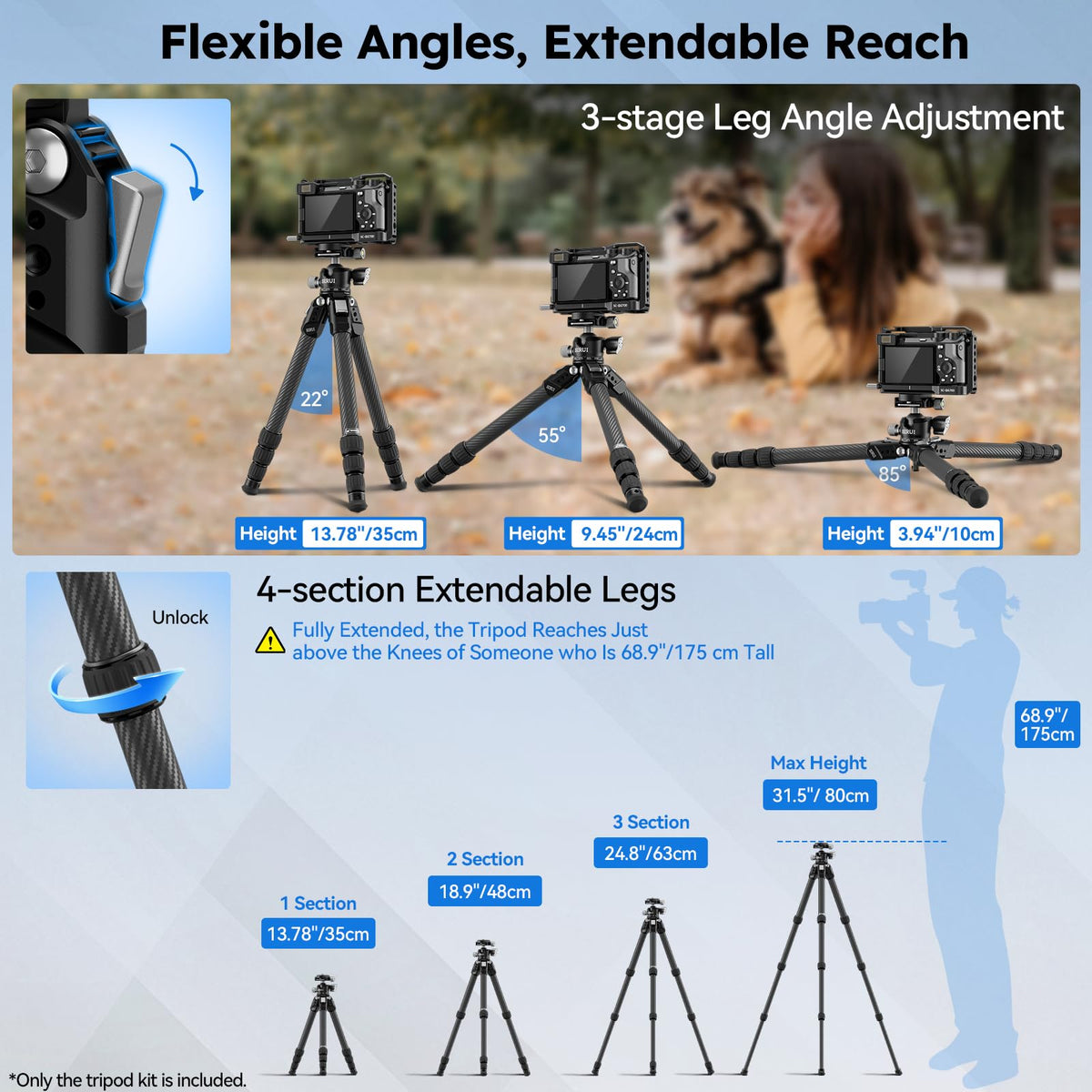 Carbon Fiber Mini Desktop Tripod with 360° Ball Head F4084