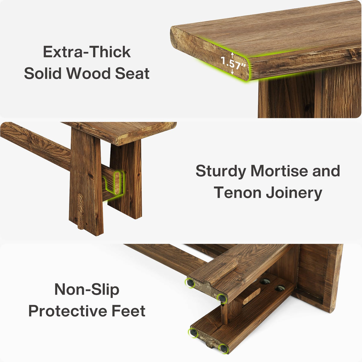 59" Solid Wood Bench T950034