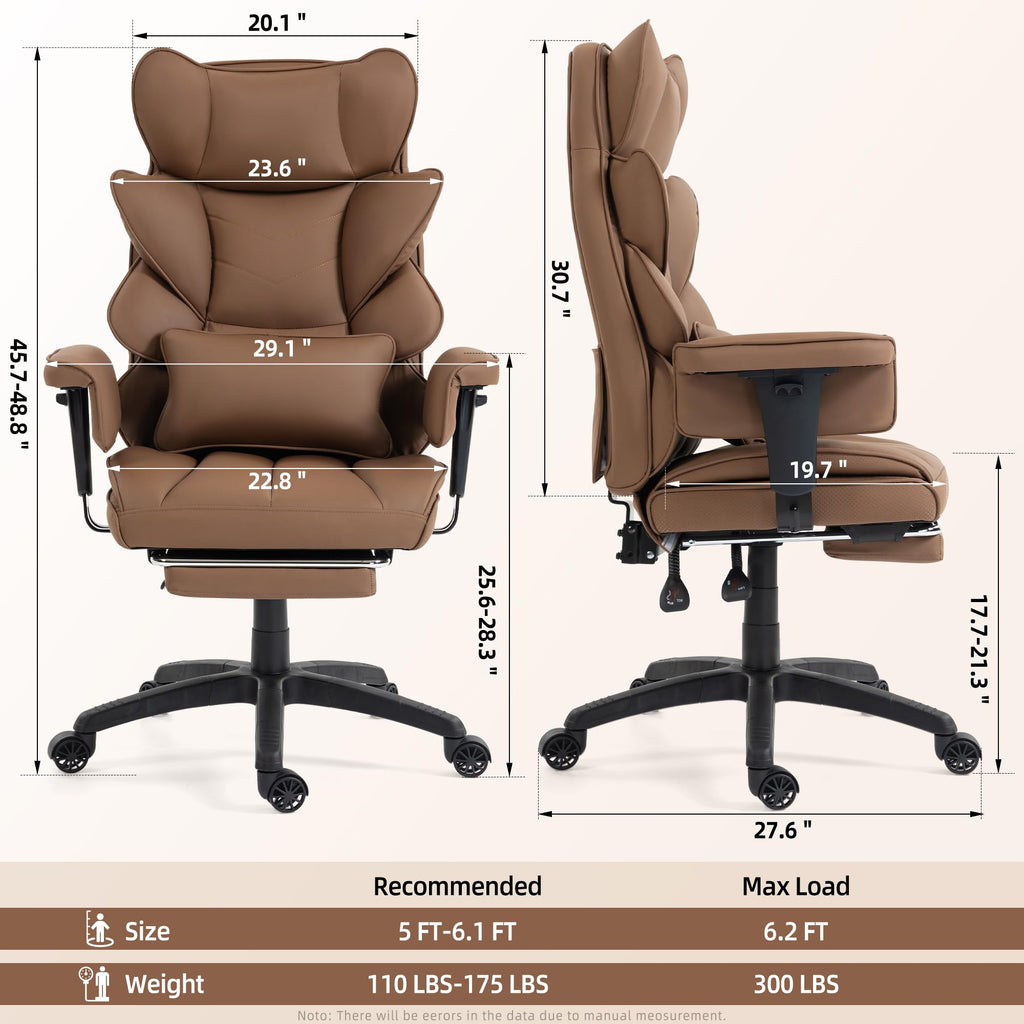Brown Ergonomic Office Chair with Footrest M295