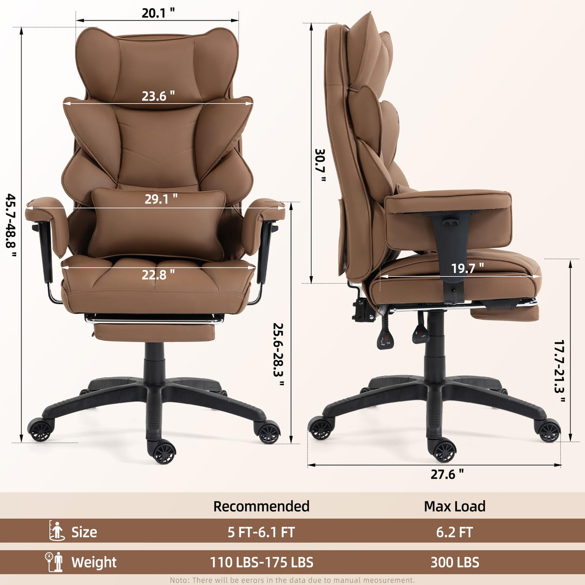 Brown Ergonomic Office Chair with Footrest M295