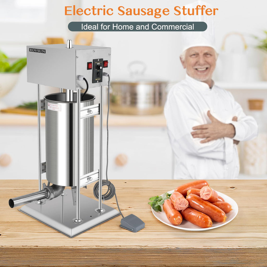15L Electric Stainless Steel Sausage Stuffer with 5 Stuffing Tubes W6309