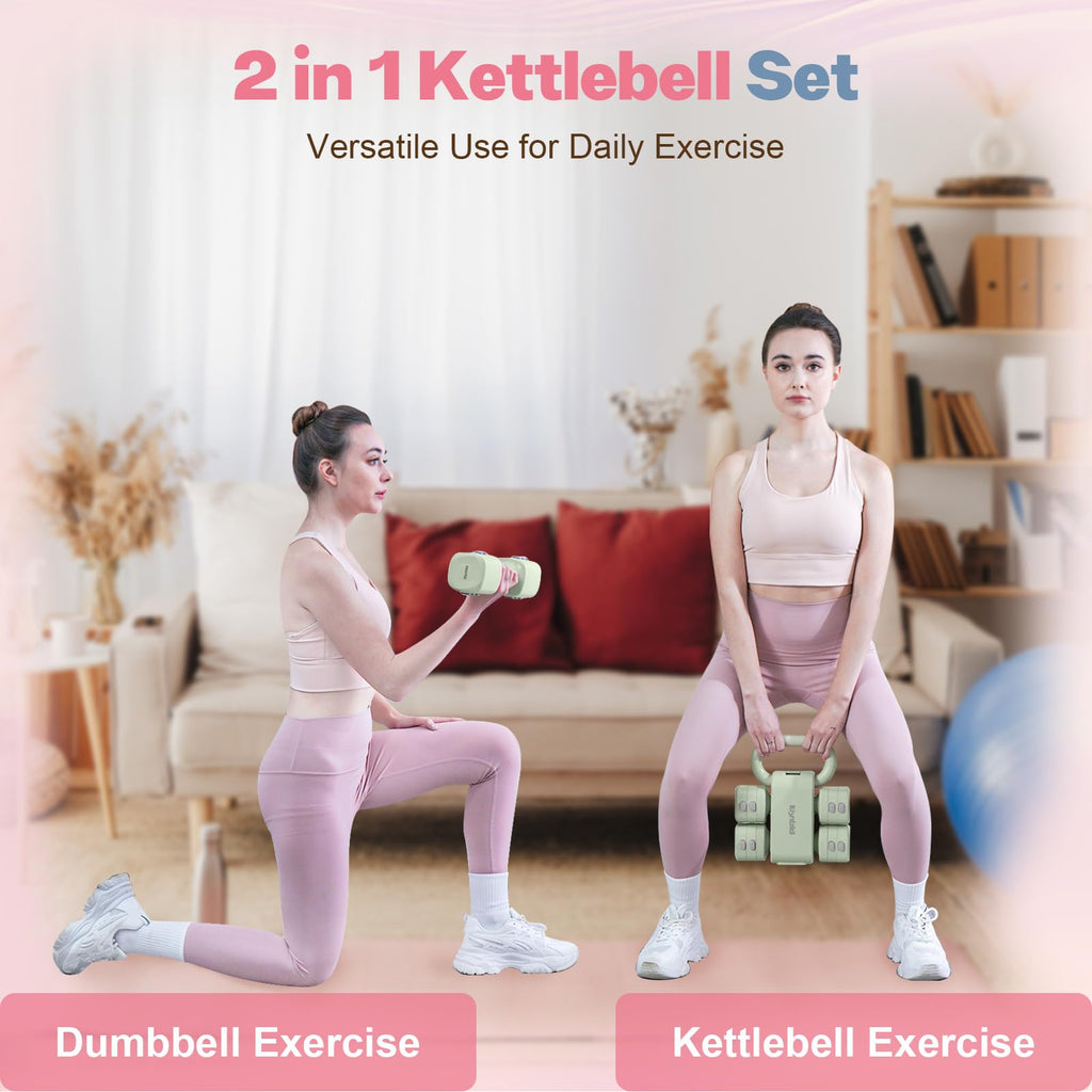 Adjustable Dumbbell Set, 2-in-1 Dumbbells & Kettlebell W3691