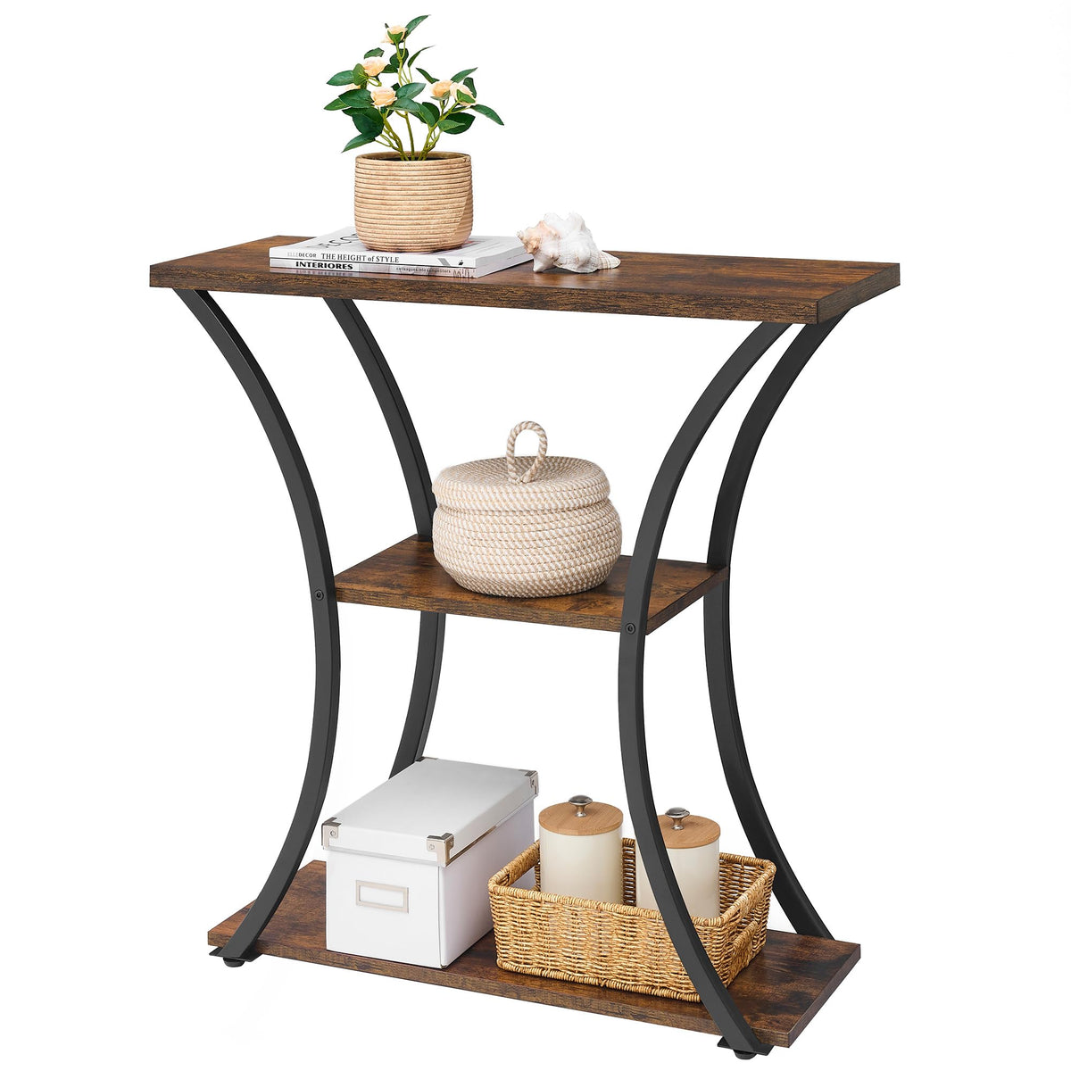 3 Tier Console Table with Open Wood Shelves F160