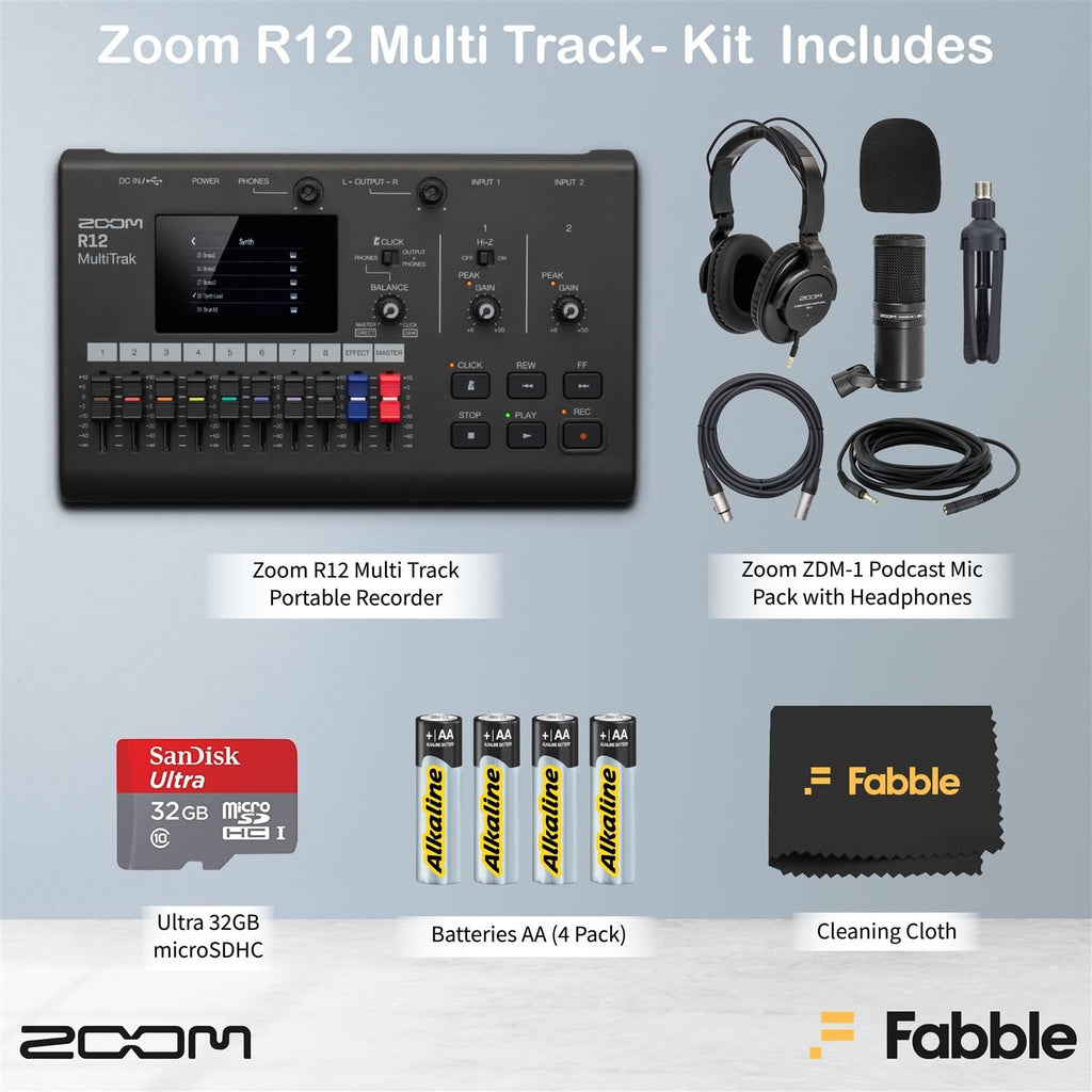 Portable Recorder Bundle with Podcast Mic Pack, Headphones, Mic Stand, XLR Cable, Foam Windscreen, Batteries and 32GB microSD Card K28288