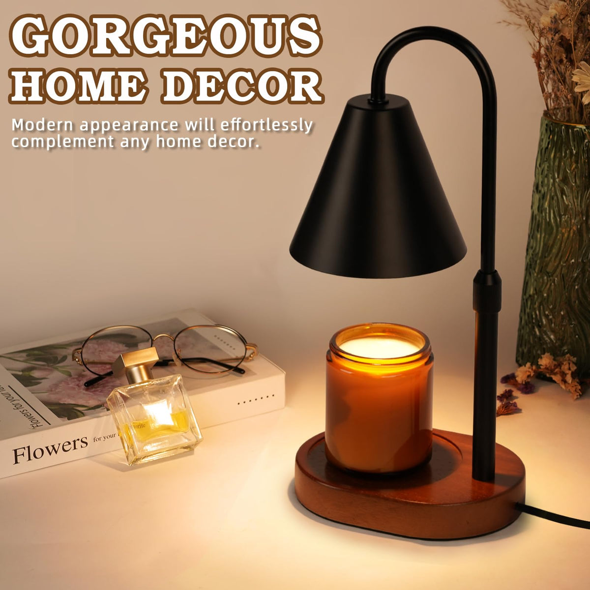 Black Dimmable Candle Warmer Lamp with Timer V884