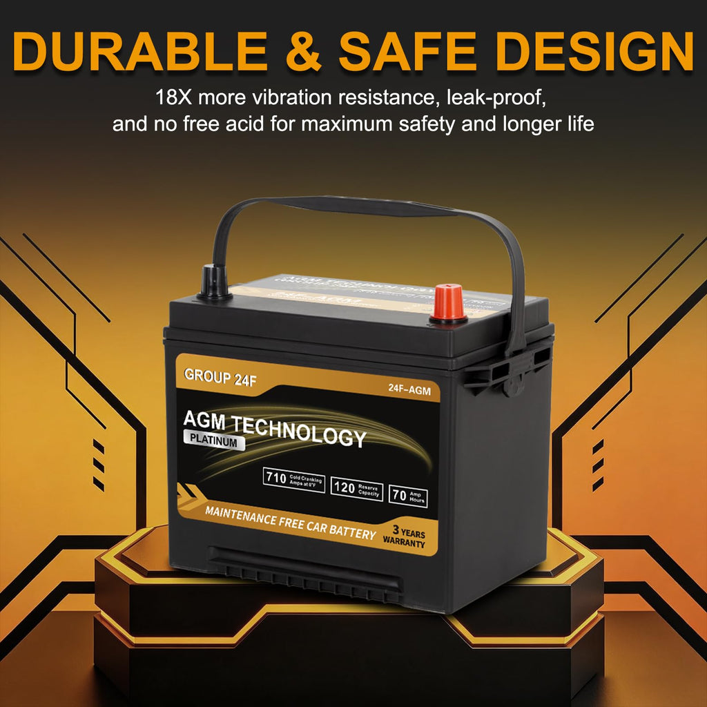 AGM Car Battery Group Size 24F 12V 70Ah 710 CCA Z539589