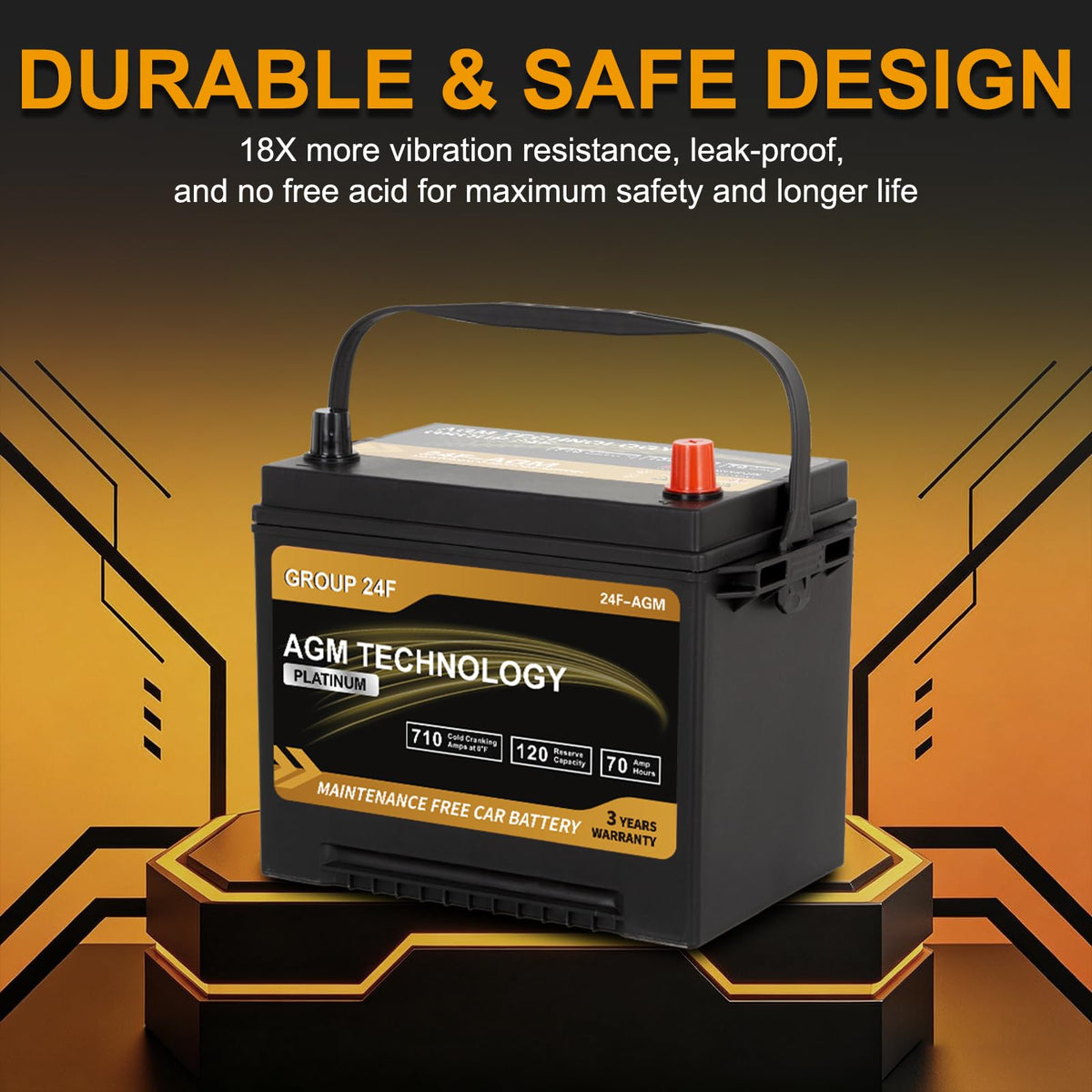 AGM Car Battery Group Size 24F 12V 70Ah 710 CCA Z539589