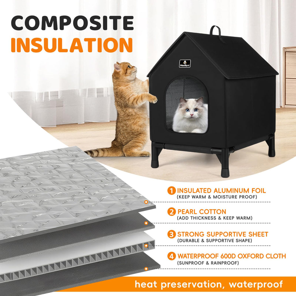 Outdoor Insulated Cat House with Removable Mat K641594