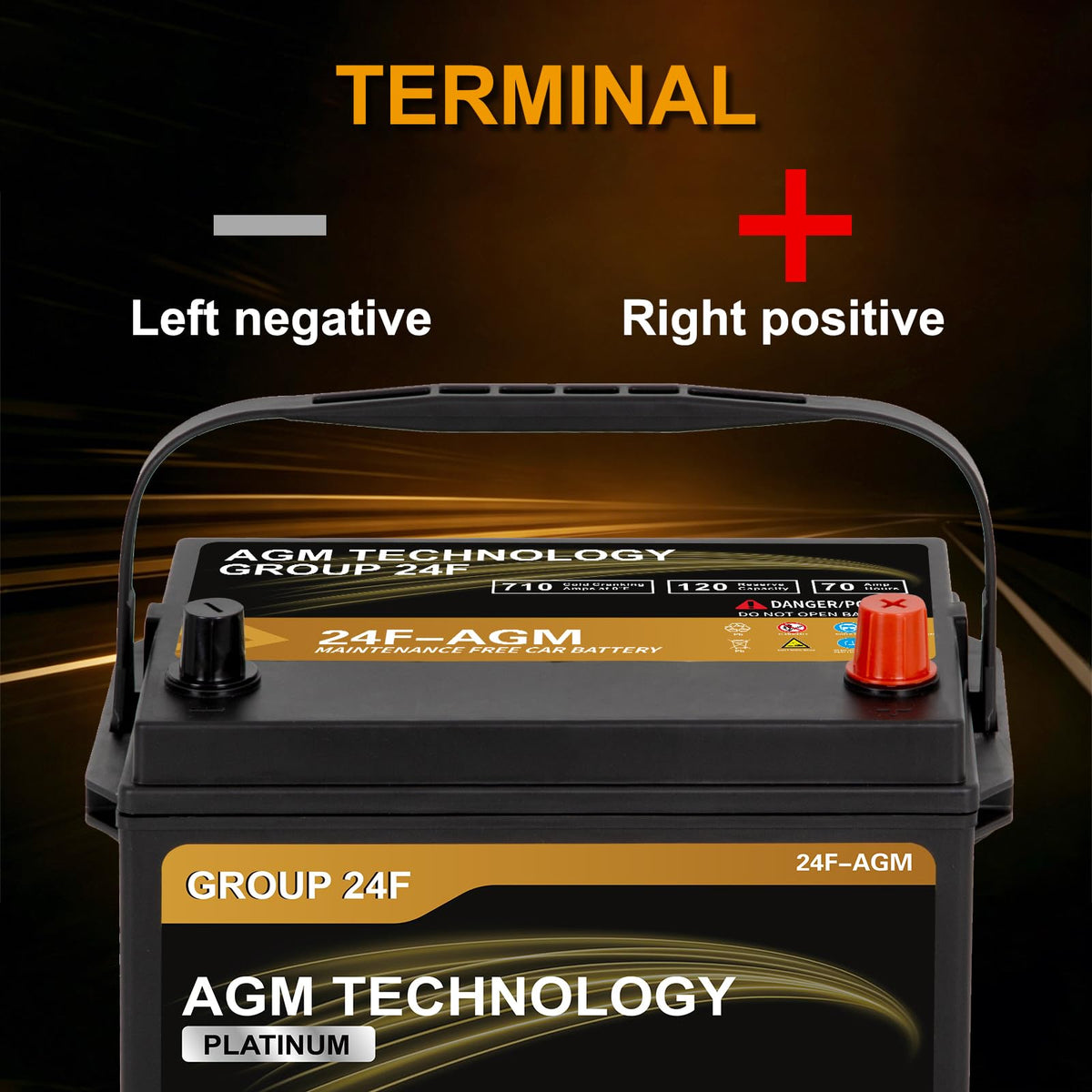 AGM Car Battery Group Size 24F 12V 70Ah 710 CCA Z539589