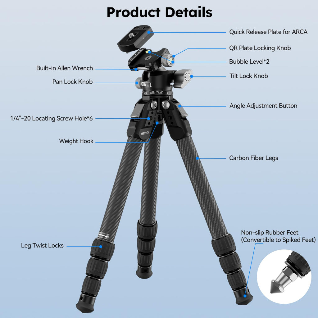 Carbon Fiber Mini Desktop Tripod with 360° Ball Head F4084