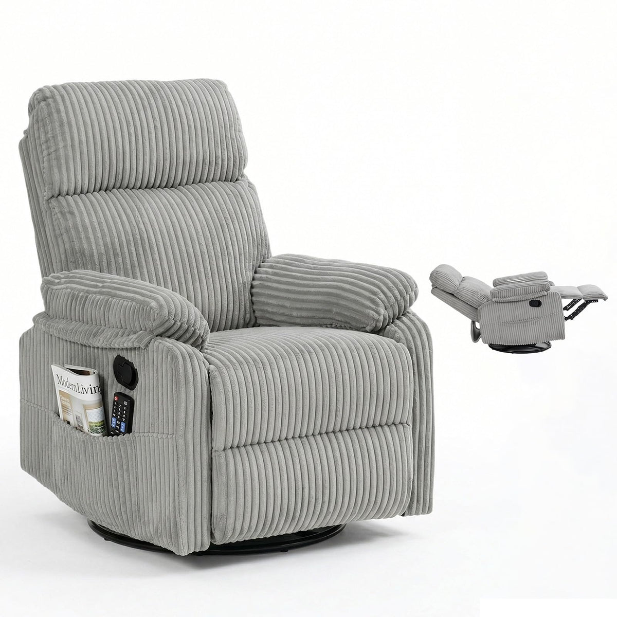 360° Swivel Rocking Corduroy Recliner X416