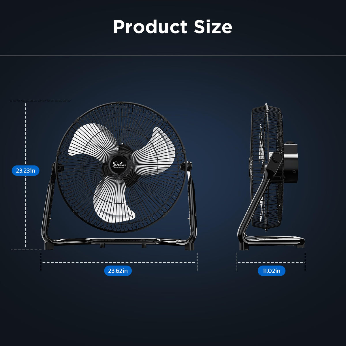 20 Inch 3-Speed High Velocity Metal Industrial Floor Fan V670051
