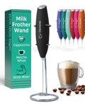 Black Handheld Milk Frother Wand with Stand O4489