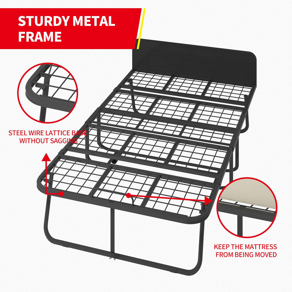 Folding Bed with 5" Memory Foam Mattress and 4 Lockable Wheels M85695