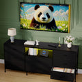 Black LED TV Stand Dresser with 8 Fabric Drawers P968