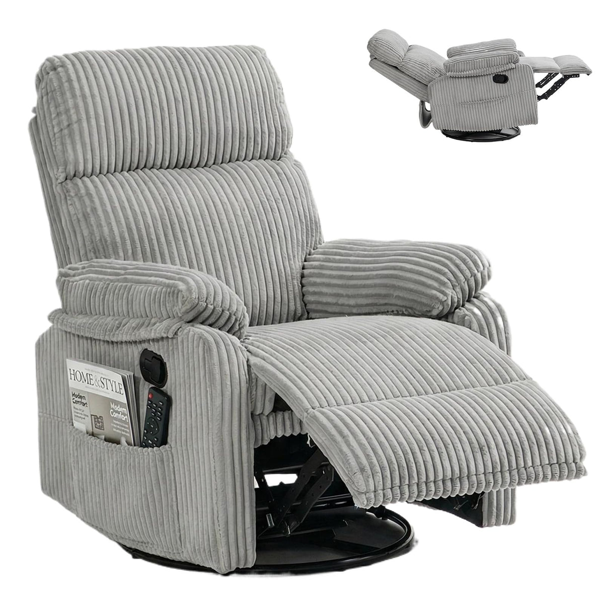 360° Swivel Rocking Corduroy Recliner X416