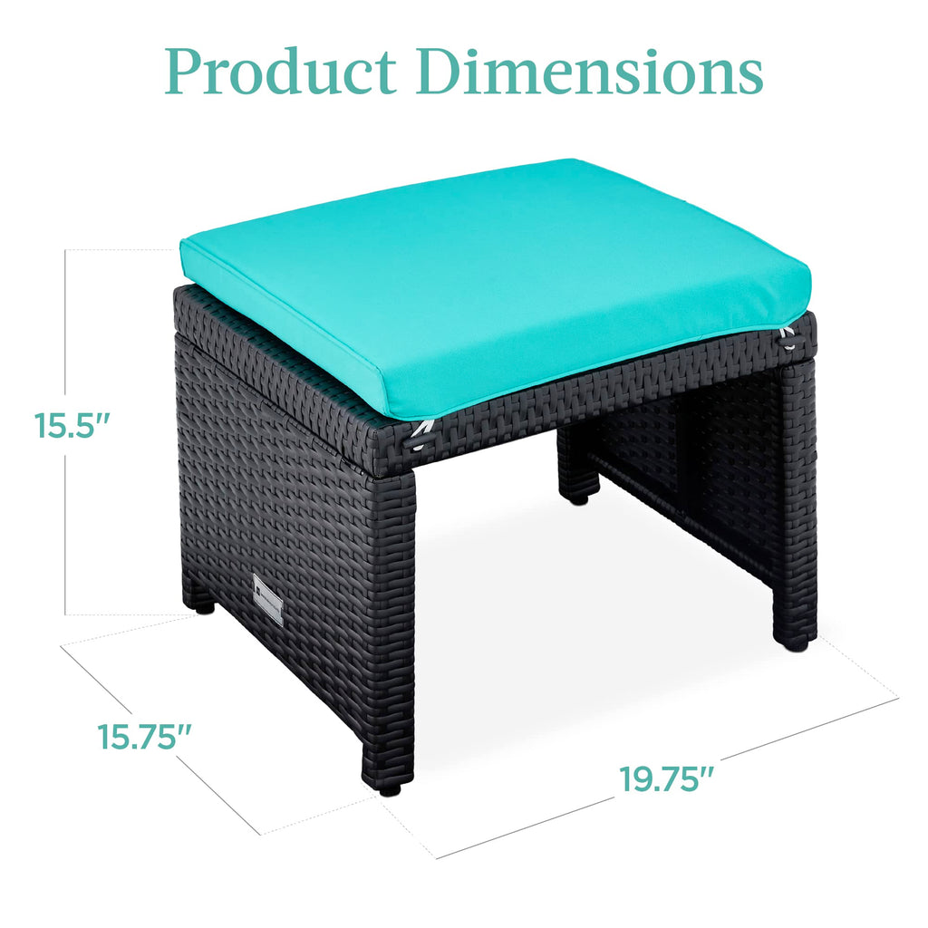 Set of 2 Wicker Ottomans with Removable Cushions W5256