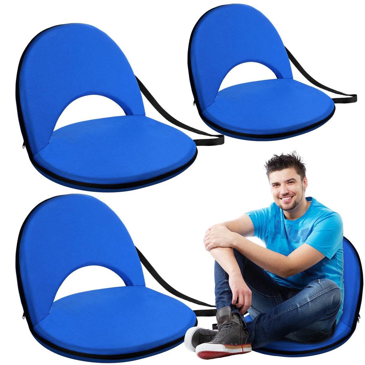 4 Pcs Adjustable Folding Portable Stadium Seats with Back O45896