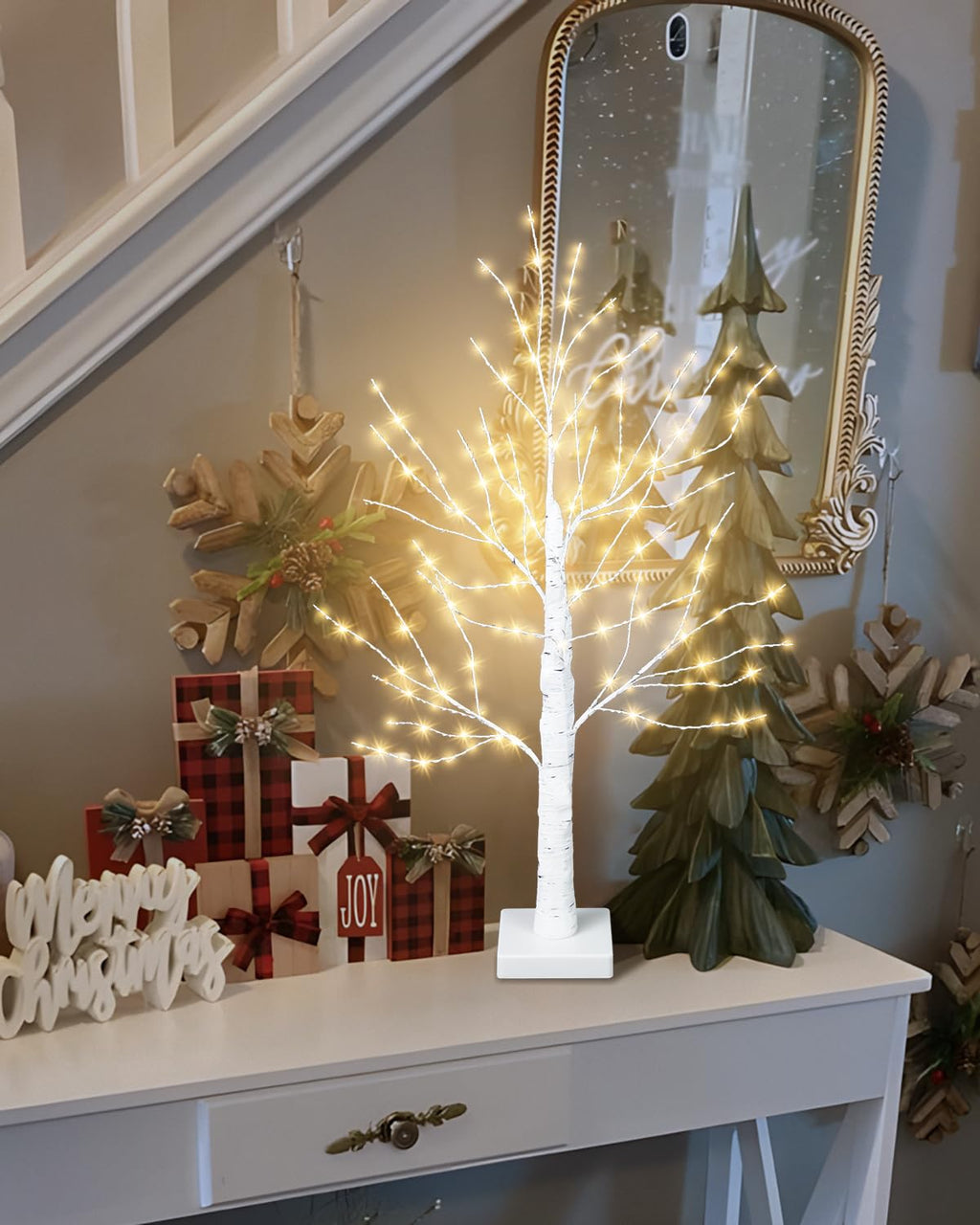 24 Inch Artificial Lighted Birch Tree with 144 LED Lights N2231