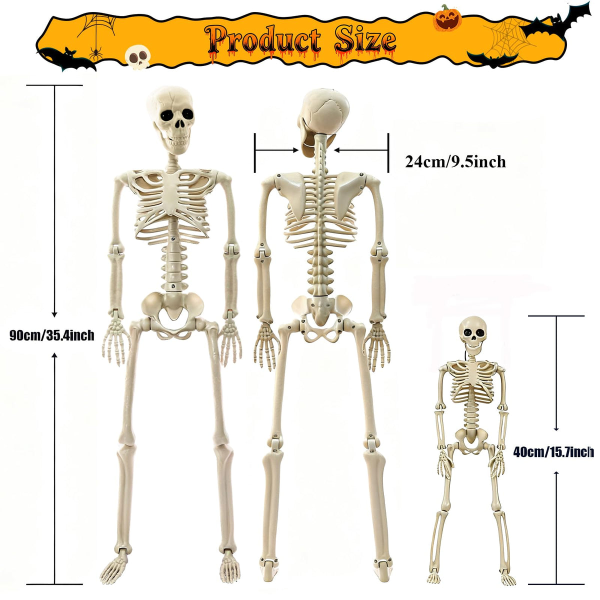 2Pcs 36" 1Pcs 16" Posable Plastic Skeleton U9760
