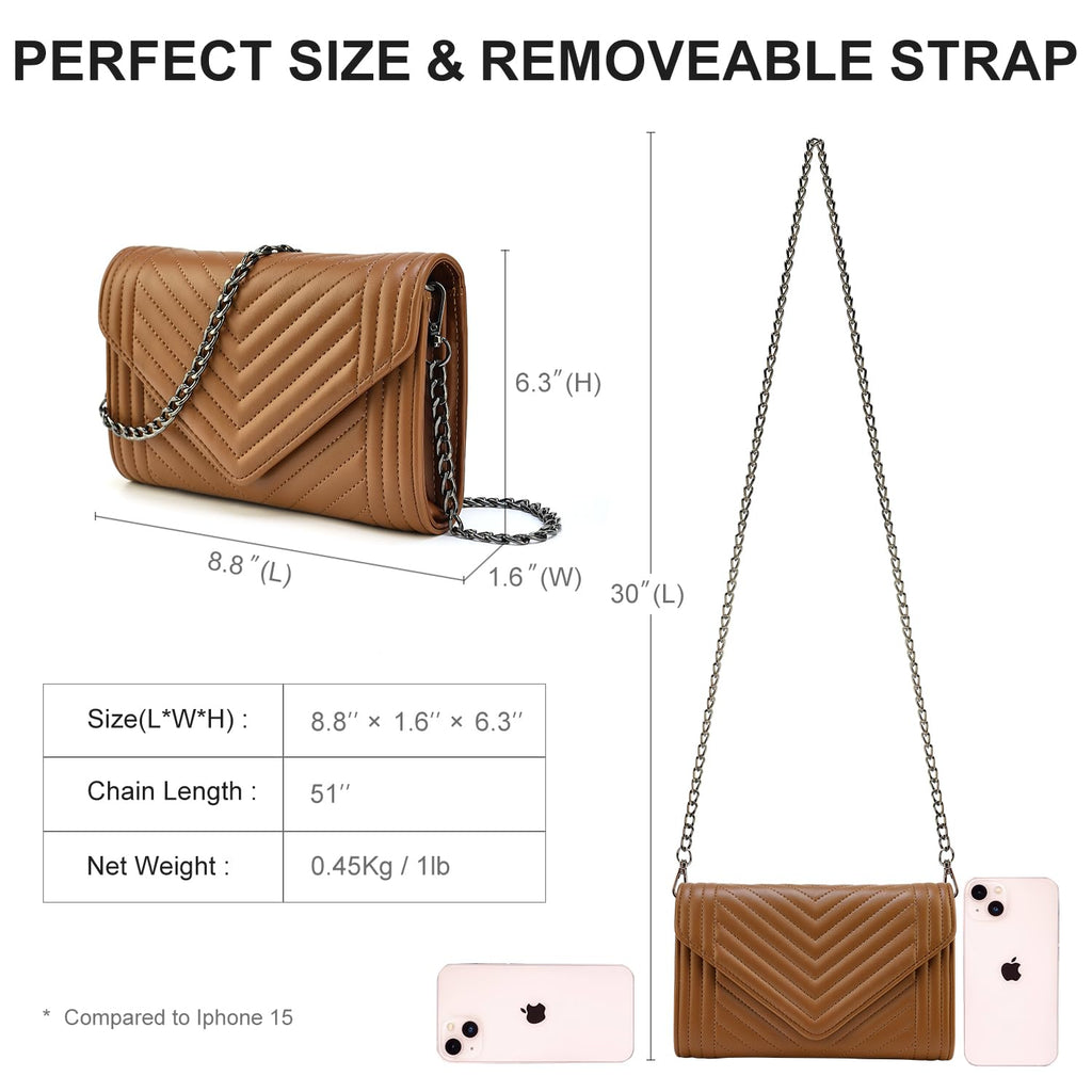 Small Leather Quilted Crossbody Bag with Chain Strap M90584