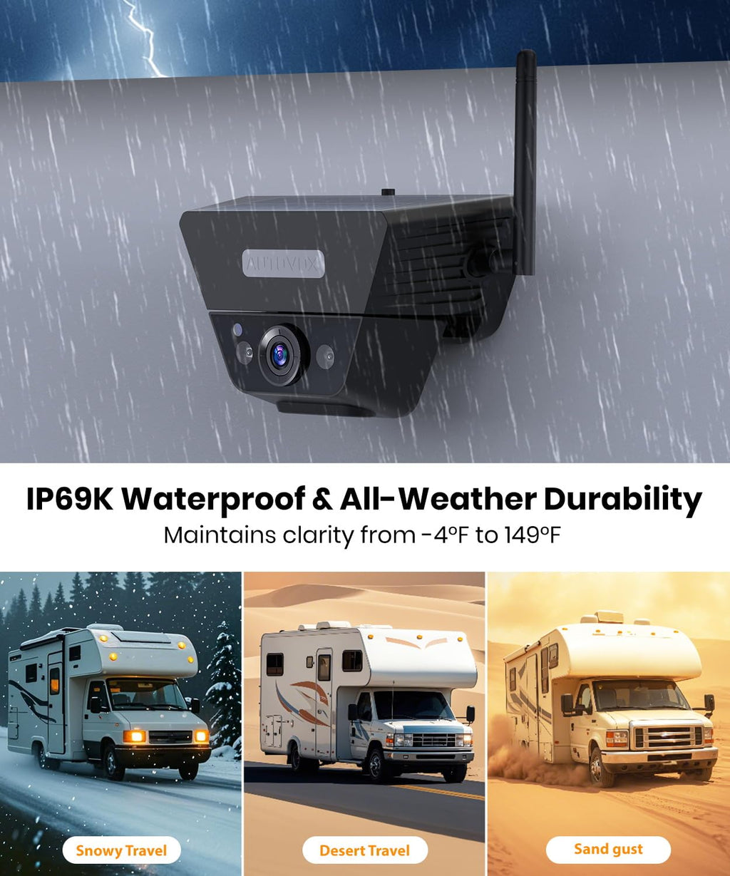 Wireless Backup Camera Solar Magnetic 7.2" 1080P Monitor B779