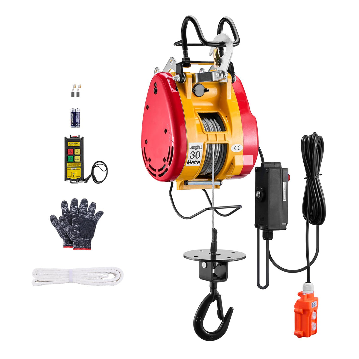 1100 lbs 1800W Portable Electric Hoist Winch with Wireless Remote Control Z100482