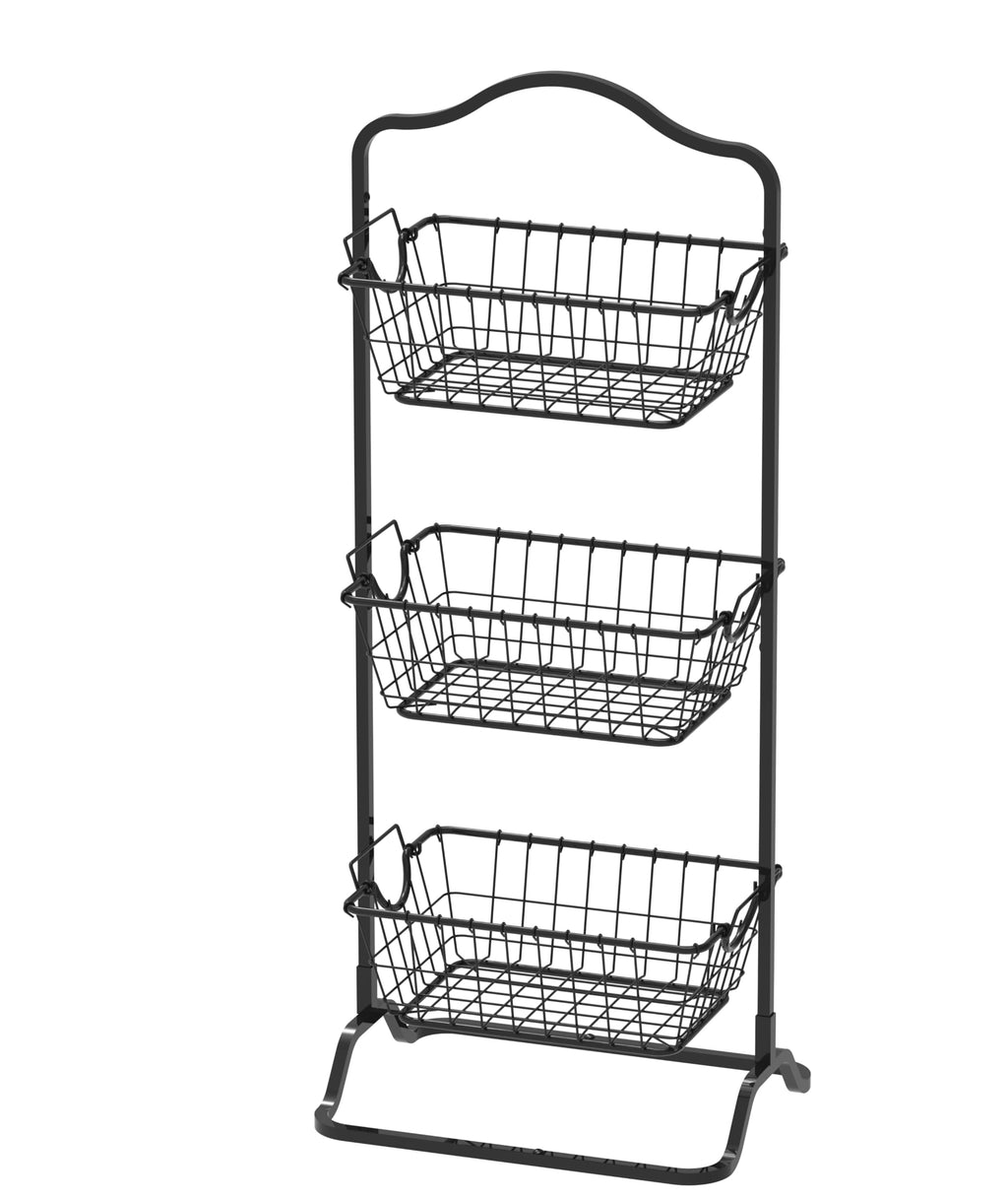 3-Tier Wire Fruit Basket Stand, Black X961