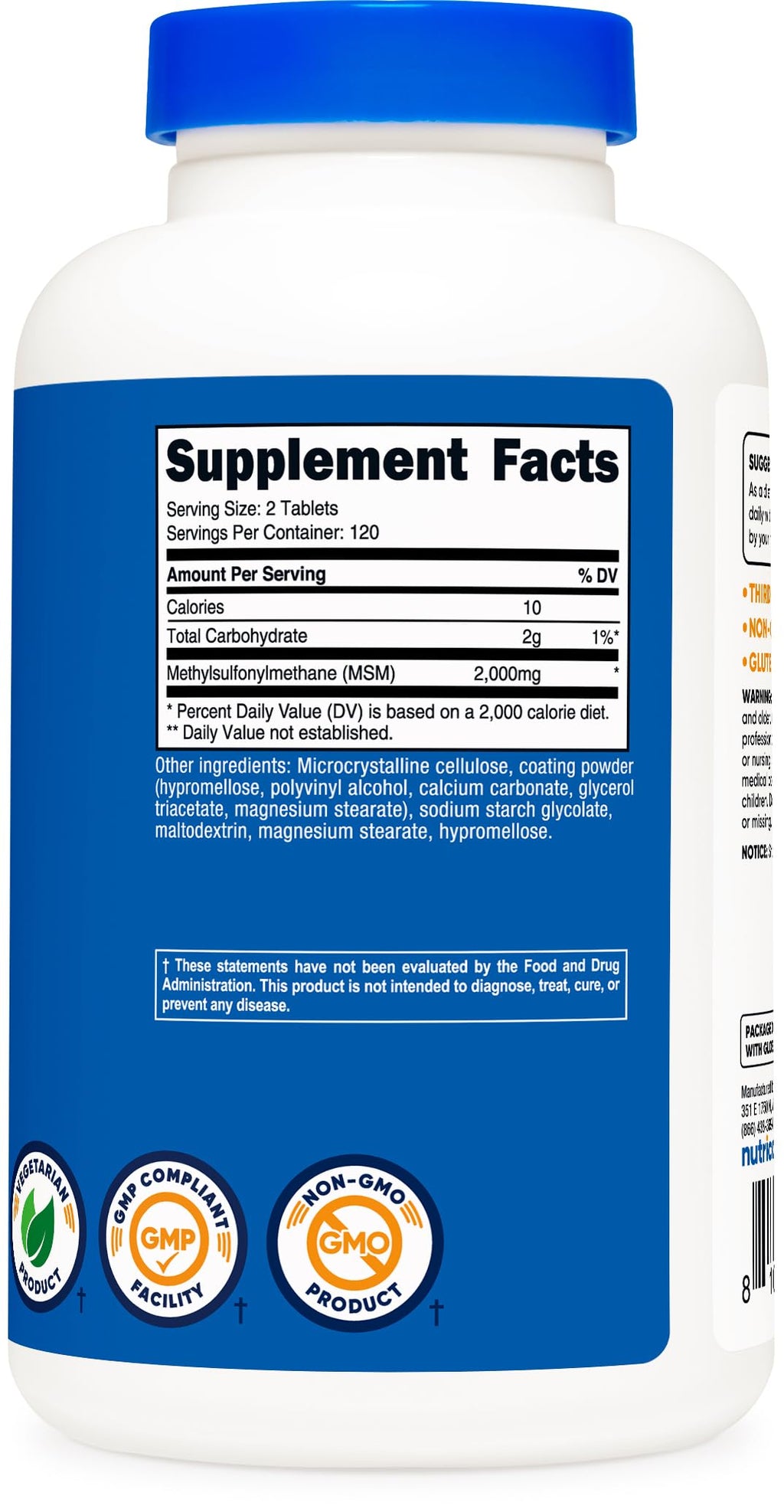 MSM Tablets 2000mg 240 Tablets P388