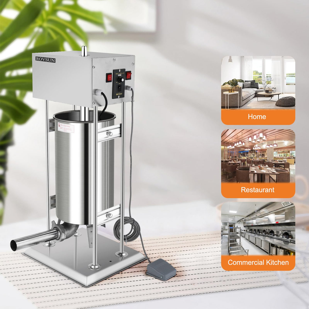 15L Electric Stainless Steel Sausage Stuffer with 5 Stuffing Tubes W6309