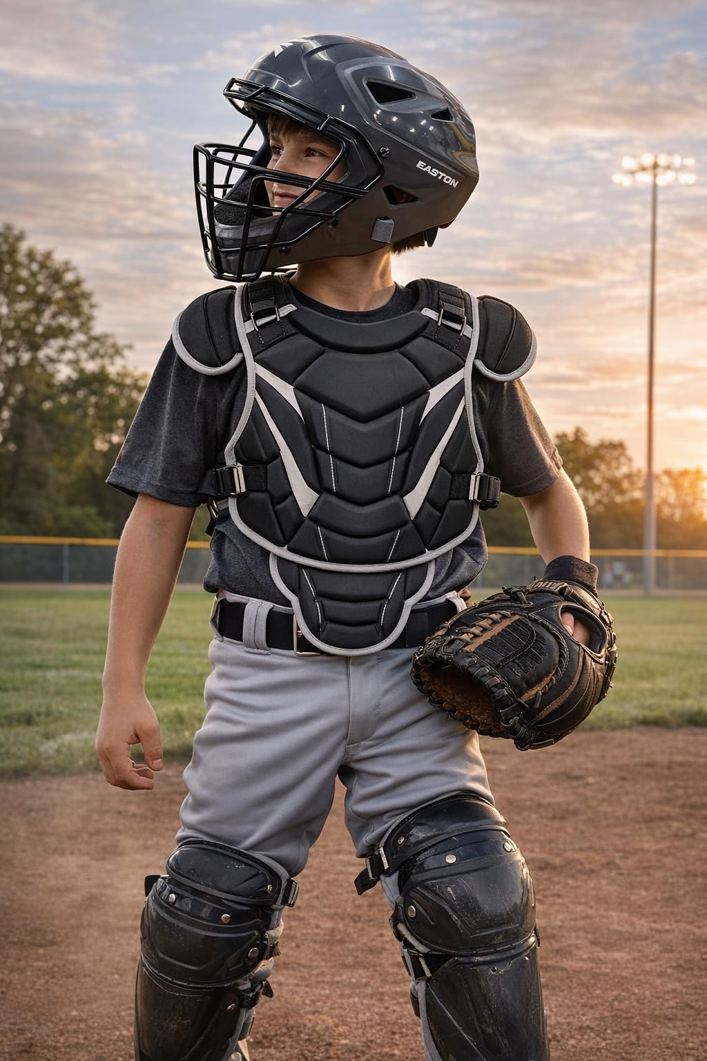 Black Youth Catcher's Set with Helmet, Chest Protector & Leg Guards I81563