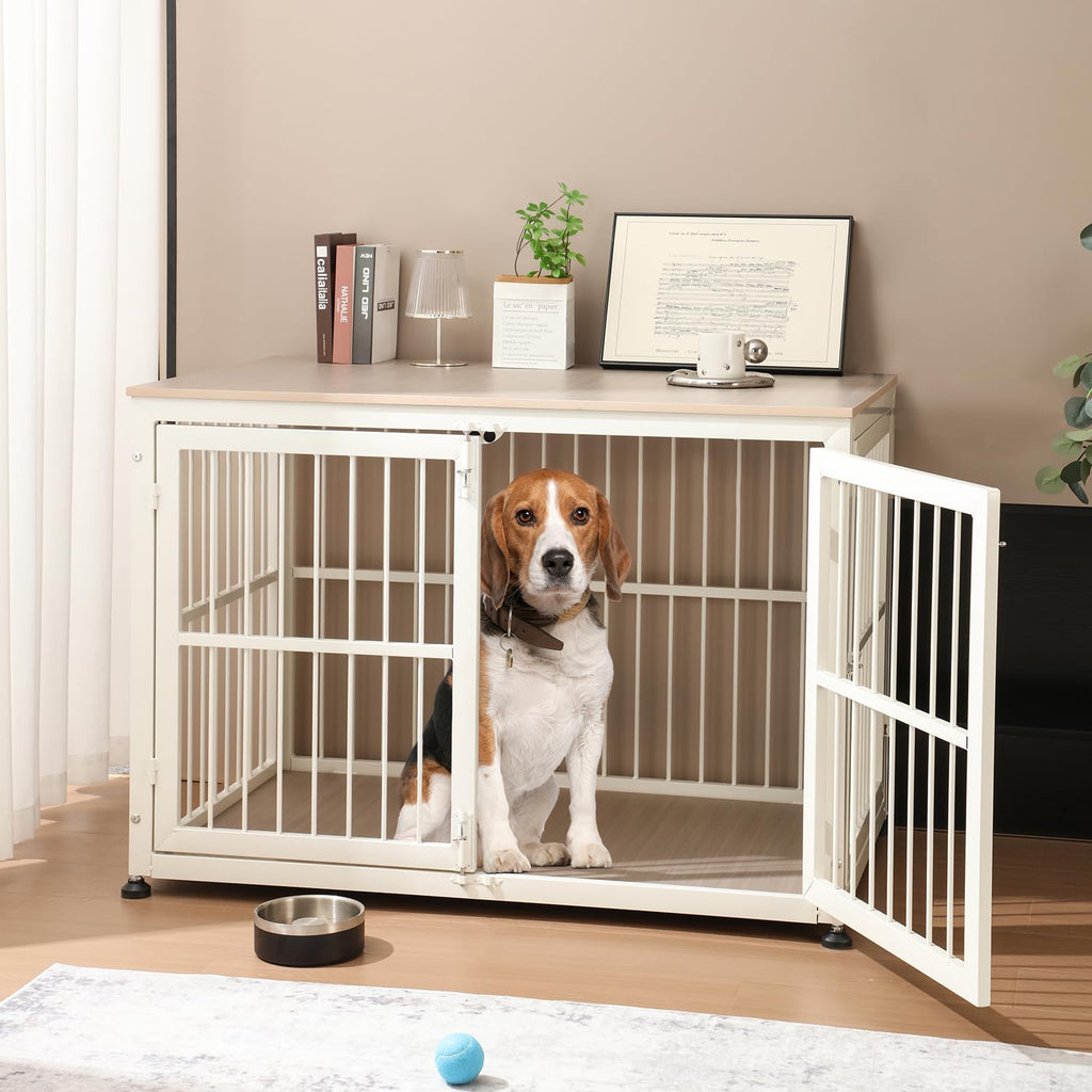 48" Rustic Heavy Duty Wooden Dog Crate Furniture O308634
