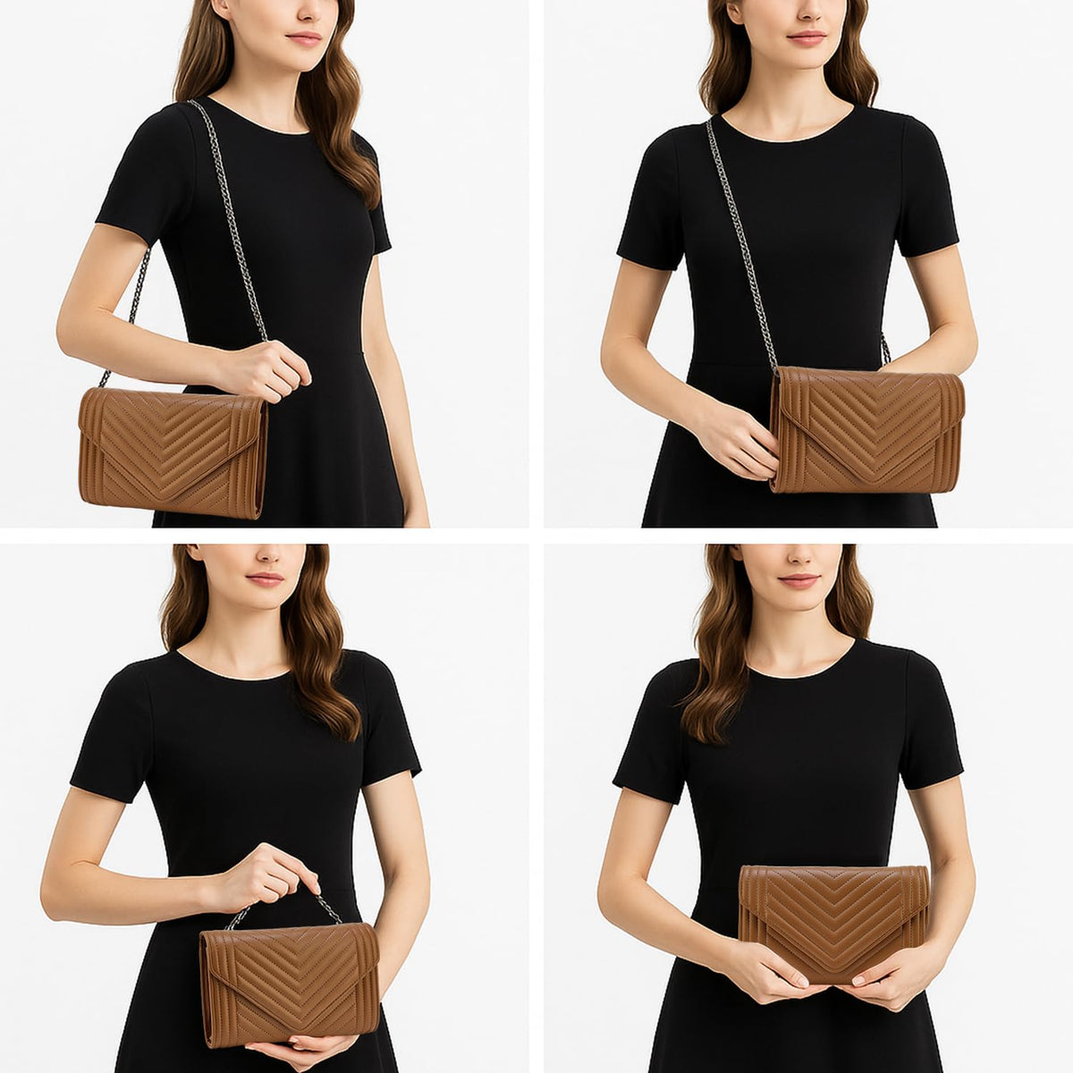 Small Leather Quilted Crossbody Bag with Chain Strap M90584