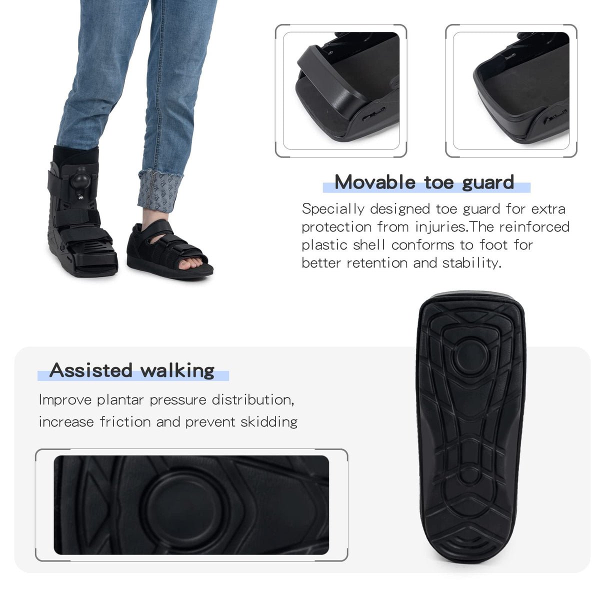 Black Medium Inflatable Walking Boot N2336