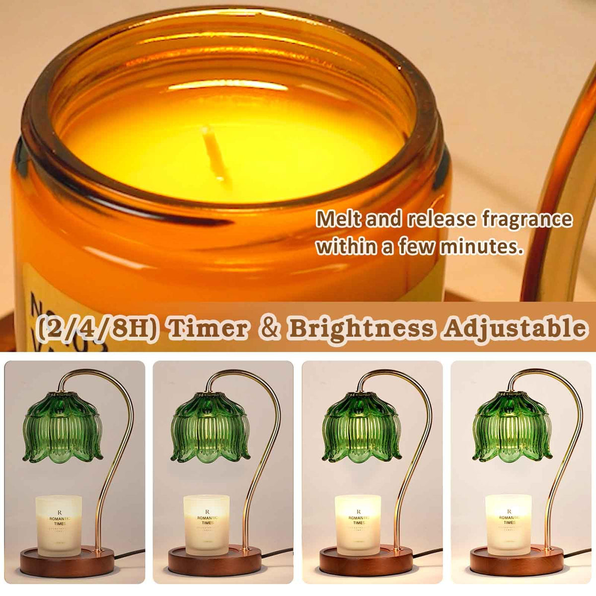 Black Dimmable Candle Warmer Lamp with Timer V884